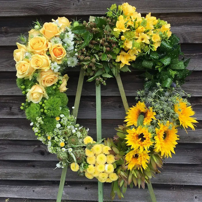 Shades of Yellow Heart Wreath